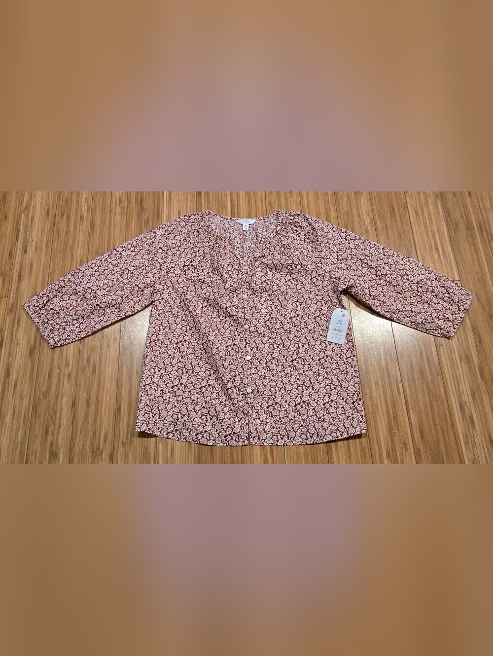 NWT Time And Tru Women's Floral Button-Front Top